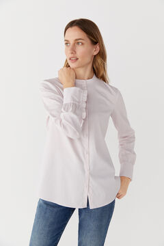 Cortefiel Cotton blouse with flounced sleeves Pink