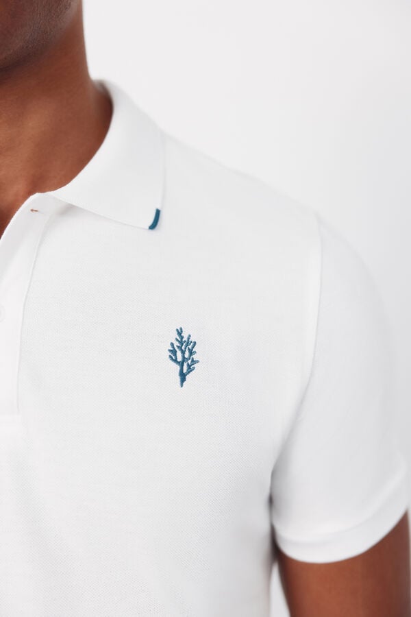 Cortefiel Embroidered polo shirt White
