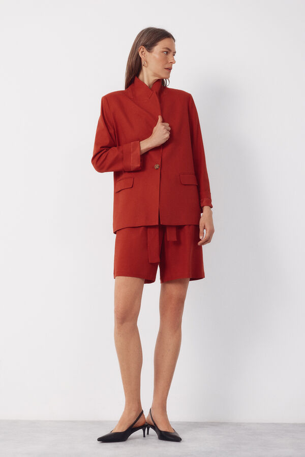 Cortefiel Bermuda de linho Laranja