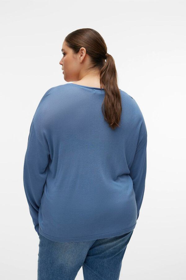 Cortefiel Curve long-sleeved V-neck jumper Blue
