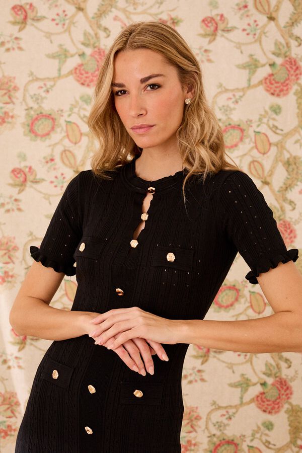 Pol&iacute;n Et Moi Vestido de malha Stella Preto