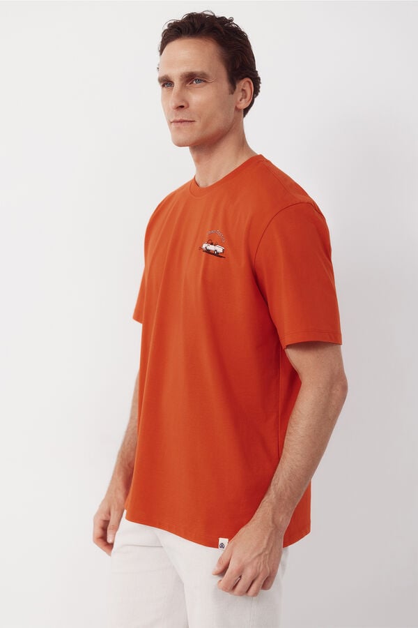 Cortefiel Graphic T-shirt Coral