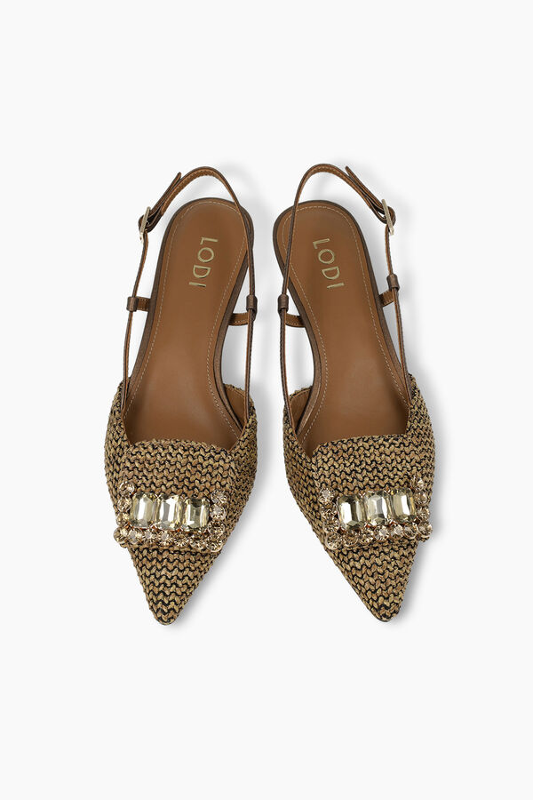 Lodi Sapatos de salto abertos atr&aacute;s em pele Castanho
