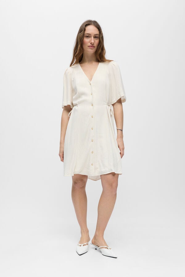 Object Vestido curto em linho Tostado