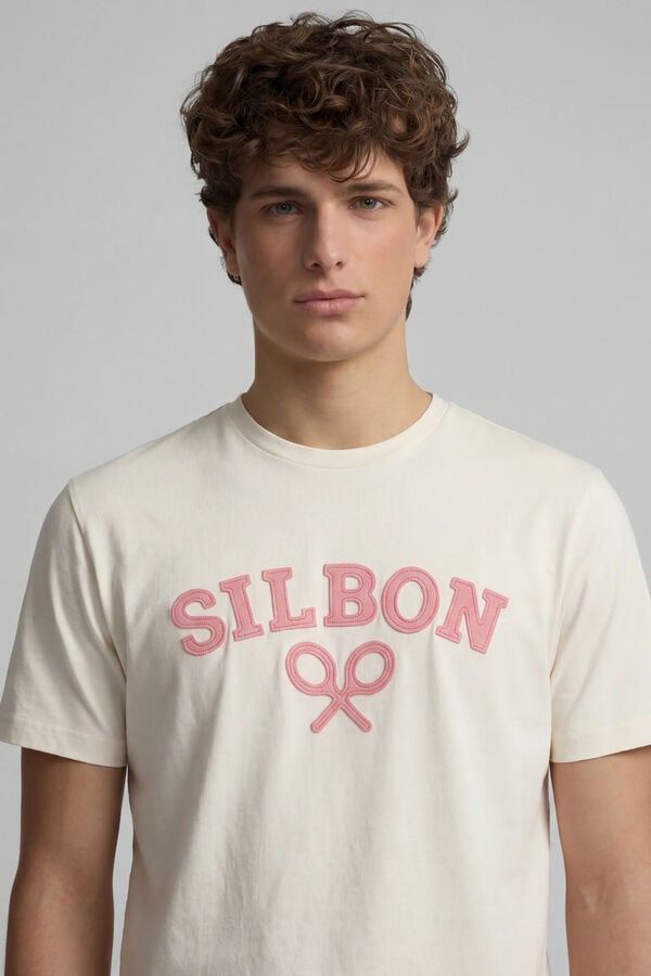 Silbon T-shirt de manga m&eacute;dia Ecru