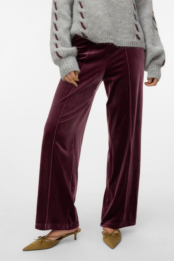 Vero Moda Cal&ccedil;a compridas de veludo Roxo