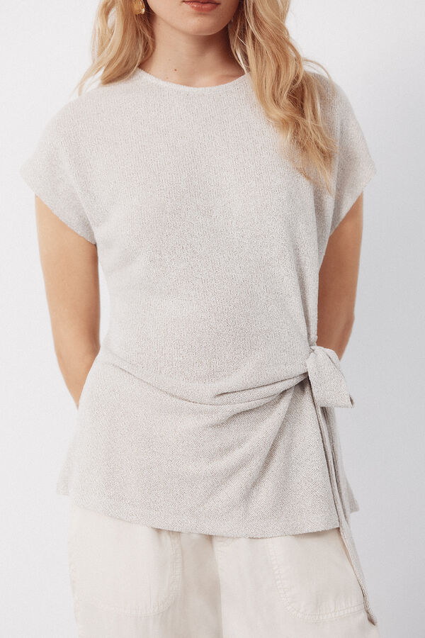 Cortefiel Rustic look knotted t-shirt Beige