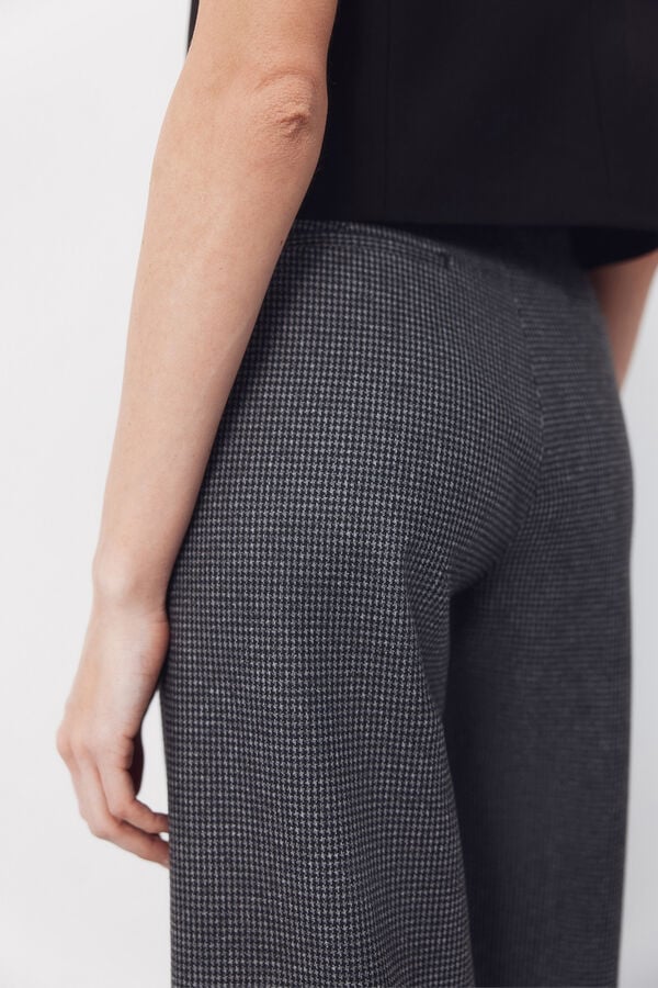Cortefiel Wide jersey-knit trousers Printed grey