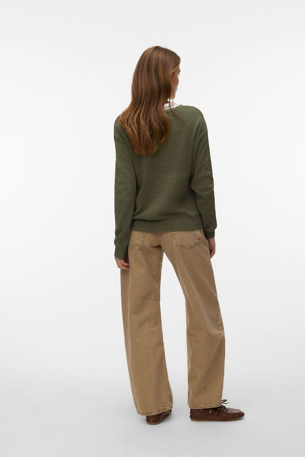 Vero Moda Camisola gola em bico de malha fina Verde