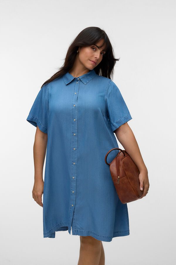 Vero Moda Curve Vestido curto em Tencel tamanho grande Azul