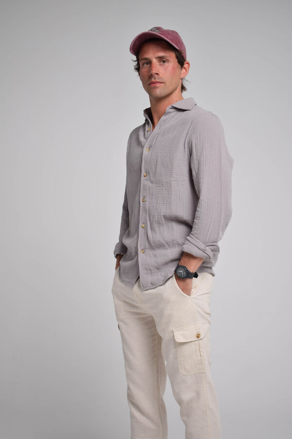 Cloking Cal&ccedil;as cargo de linho Ecru