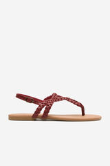 Cortefiel Flat braided sandal Printed red