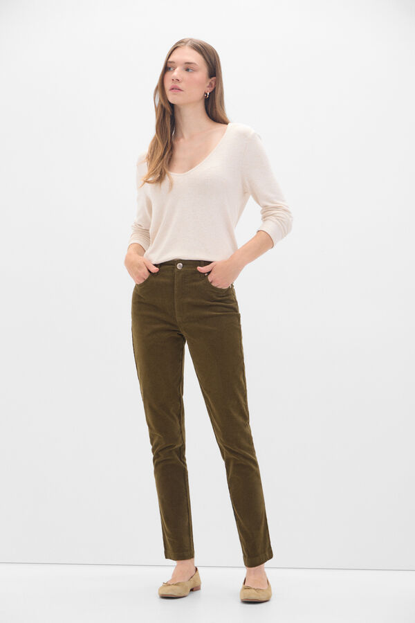 Cortefiel Corduroy Sensational Trousers Kaki