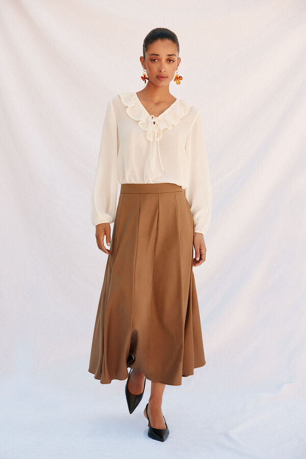 Cortefiel Long skirt cuts Nude