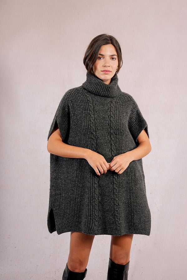 Molly Bracken Poncho assimétrico com gola alta Cinzento