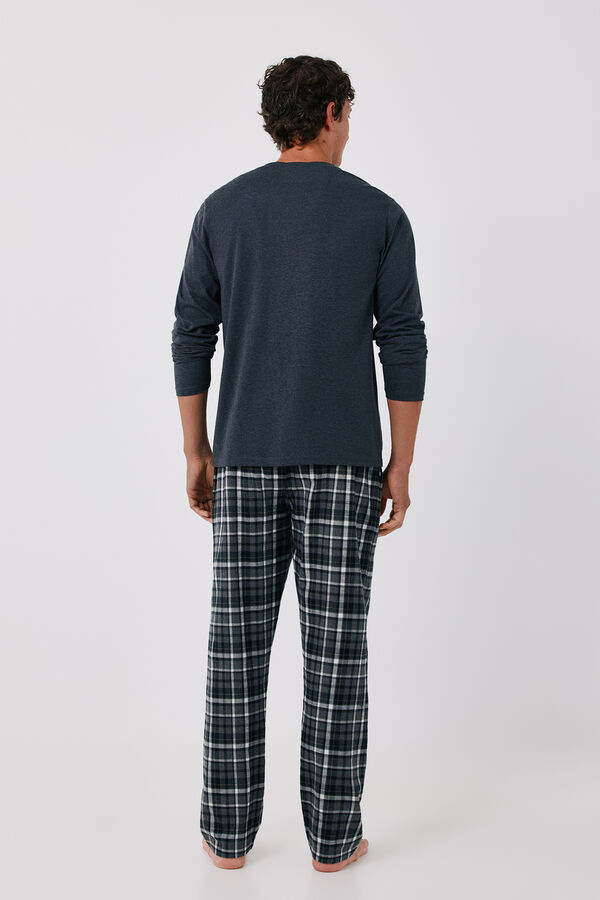 Cortefiel Jersey-knit and fabric pyjamas set Grey