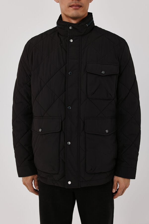 Cortefiel Diamond quilted field jacket Dark brown