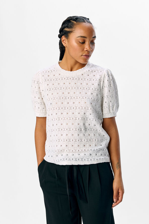 Object Camiseta vazada com manga bufantes Branco
