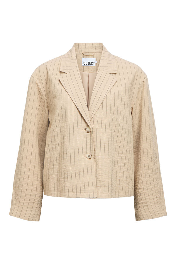 Object Blazer leve &agrave;s riscas Tostado