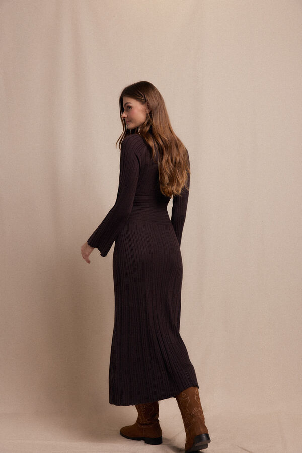 Slowlove Vestido canelado Perkins Castanho