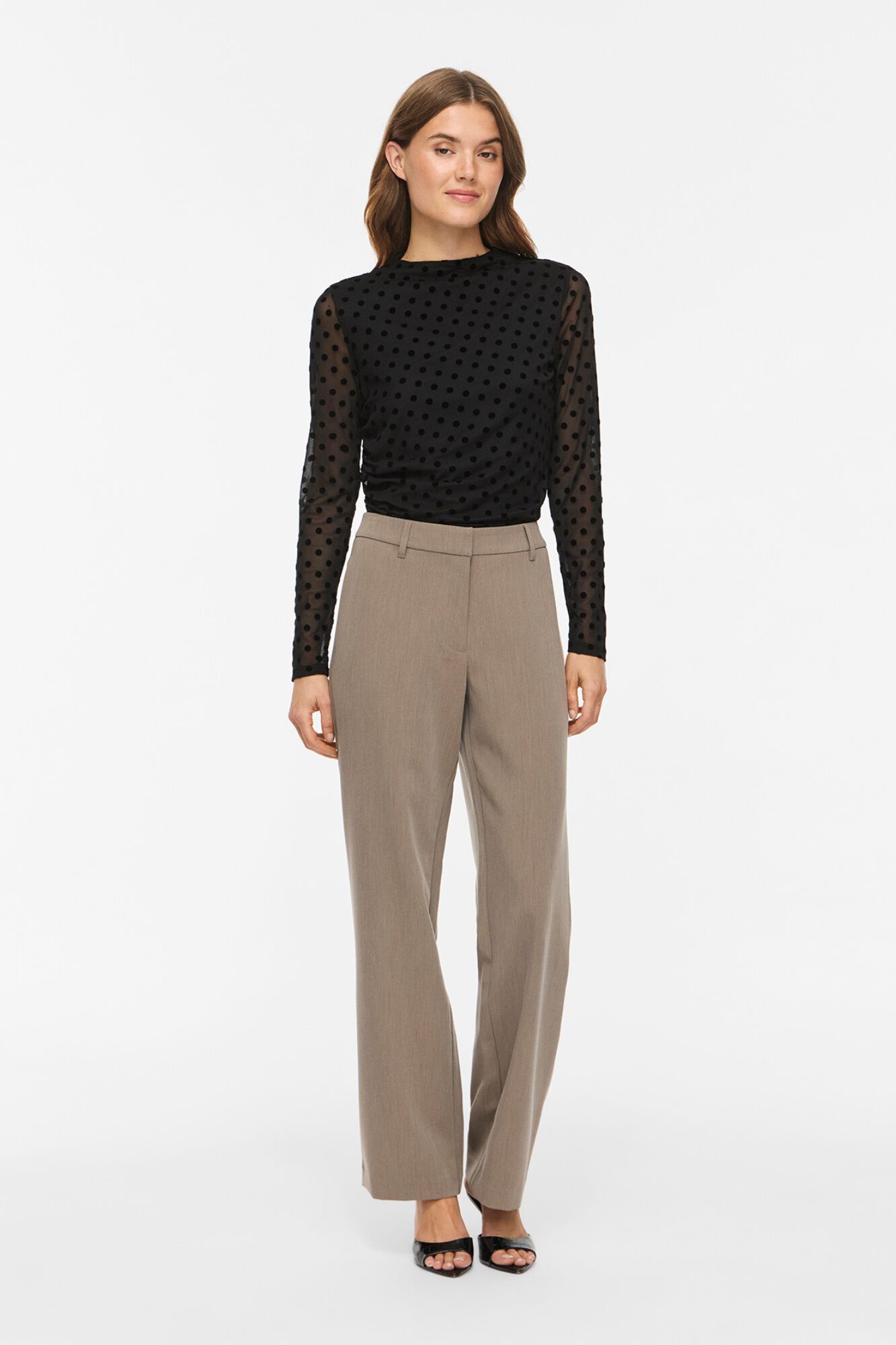 Vila T-shirt de tule com bolinhas