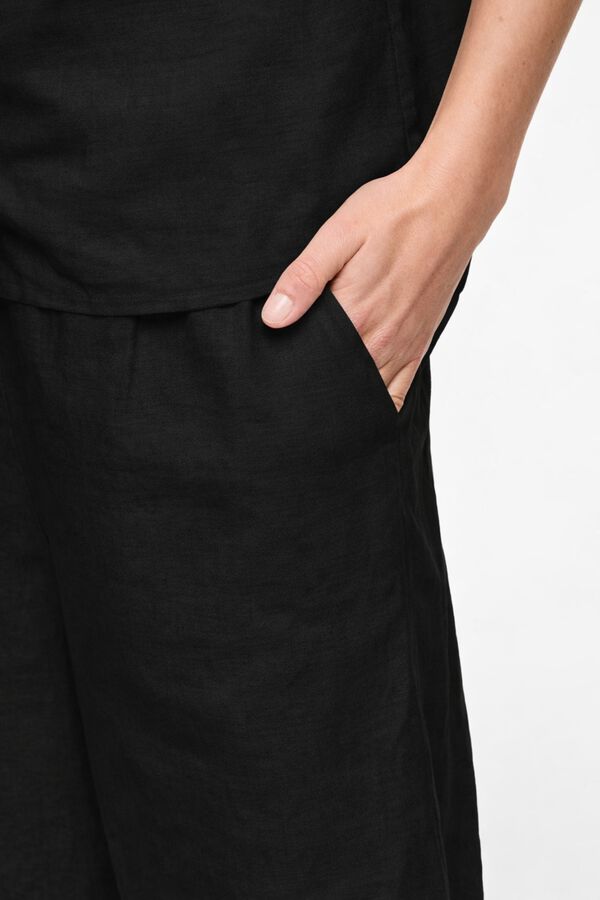 Vila Cal&ccedil;a culotte de linho para mulher Preto