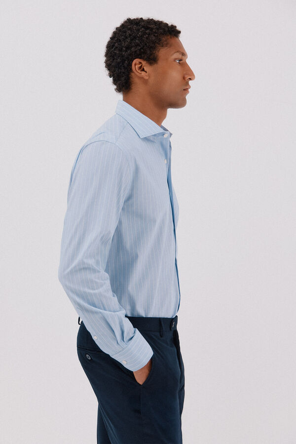 Cortefiel Easy-iron striped dress shirt Blue
