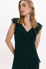 Vila Vestido de festa midi de chiffon Verde