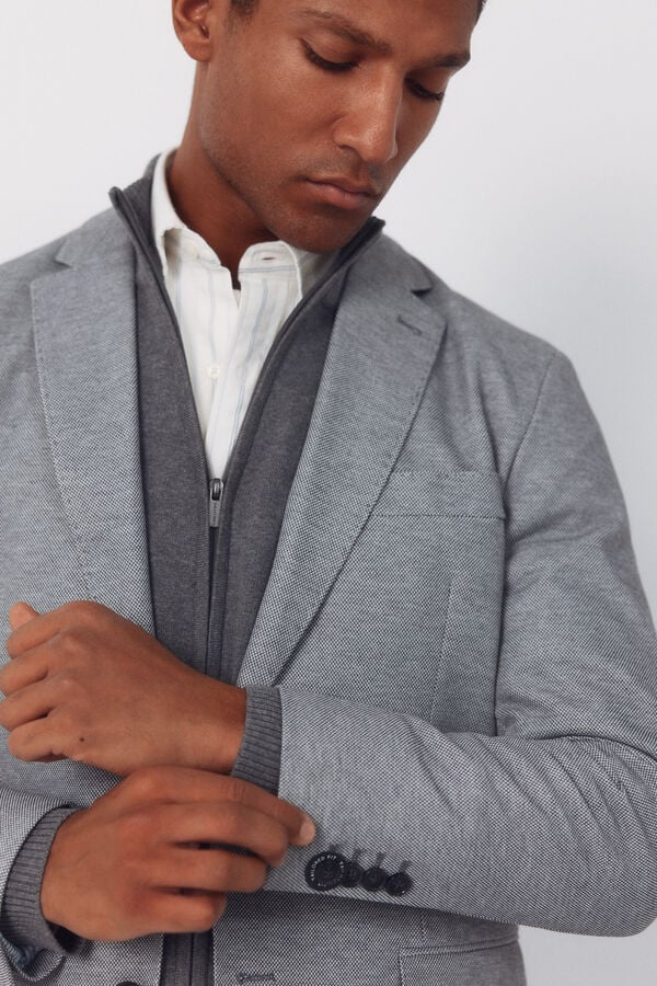 Cortefiel Jersey-knit blazer Grey
