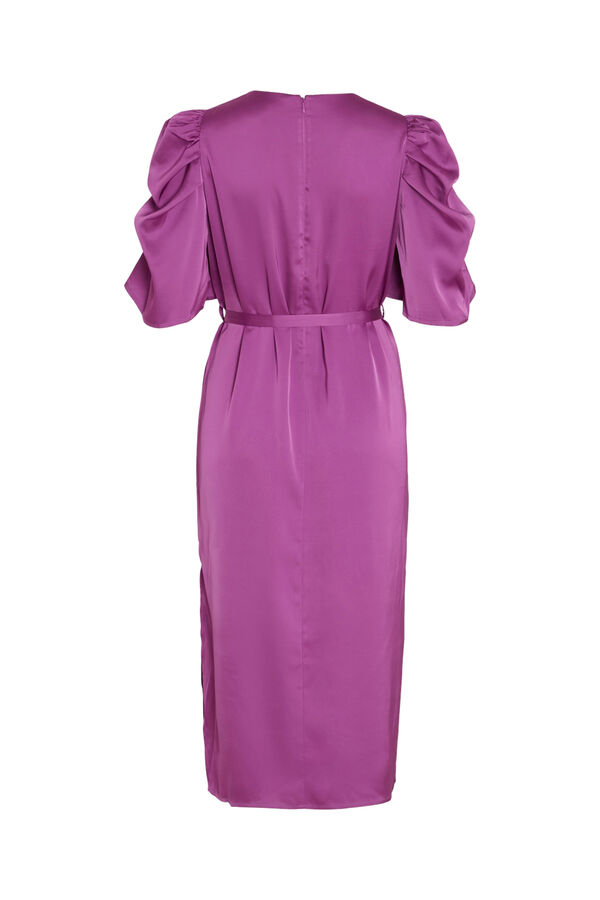 Cortefiel Midi dress with ruched sleeves Lilac