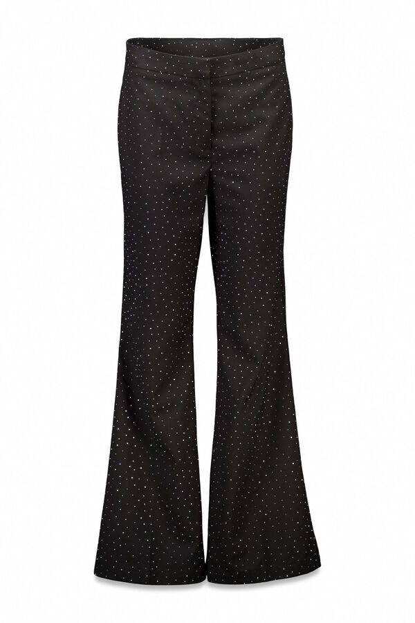 Slowlove Pantalón campana de strass Negro