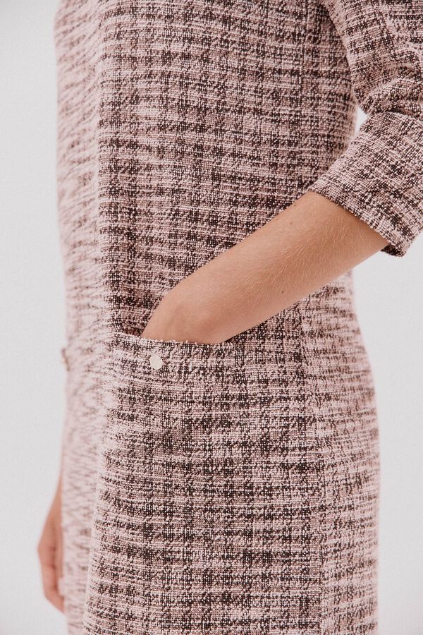 Cortefiel Short tweed dress Dark brown