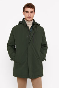 Cortefiel Waterproof raincoat with detachable hood Green