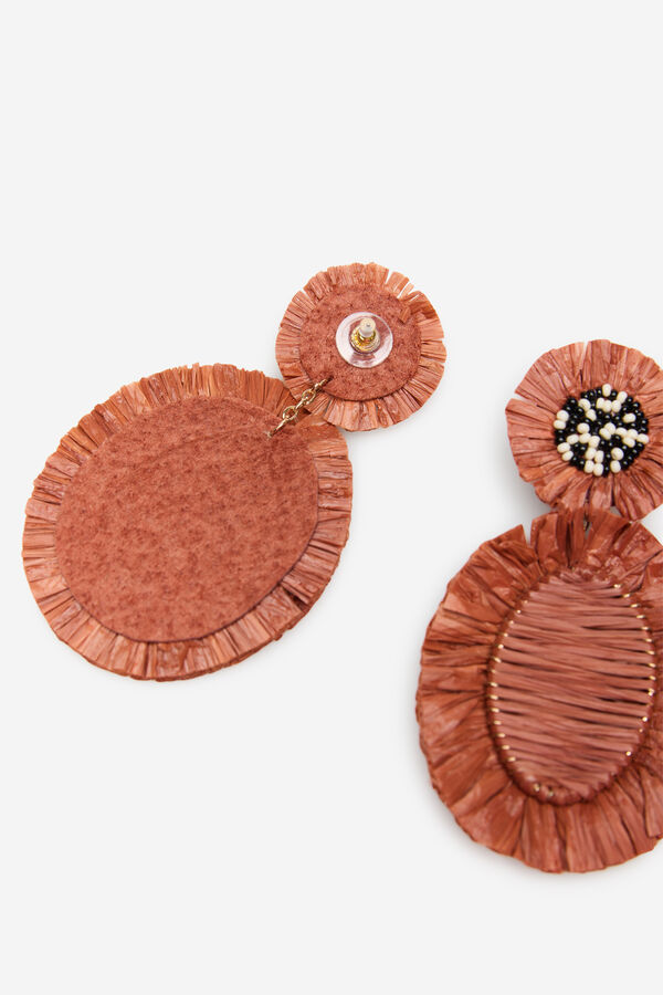 Cortefiel Pendientes largos rafia Rojo