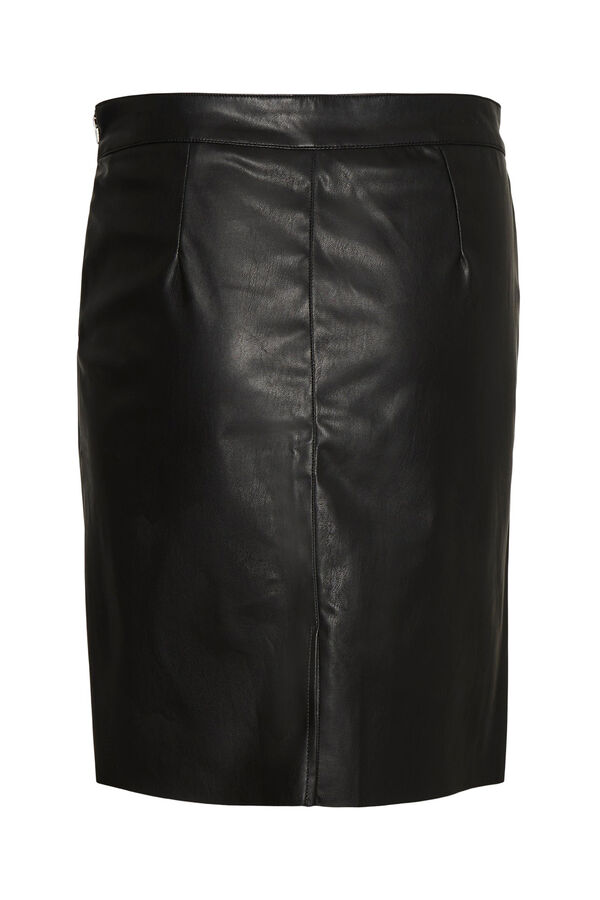 Cortefiel Short faux leather skirt Black