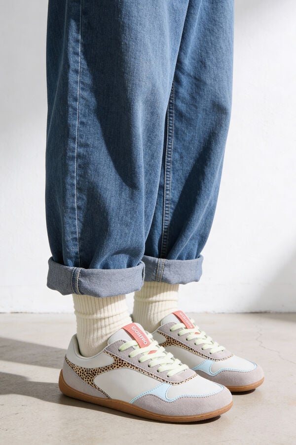 Gioseppo Chinelos de quarto em pele com estampado animal Cinzento