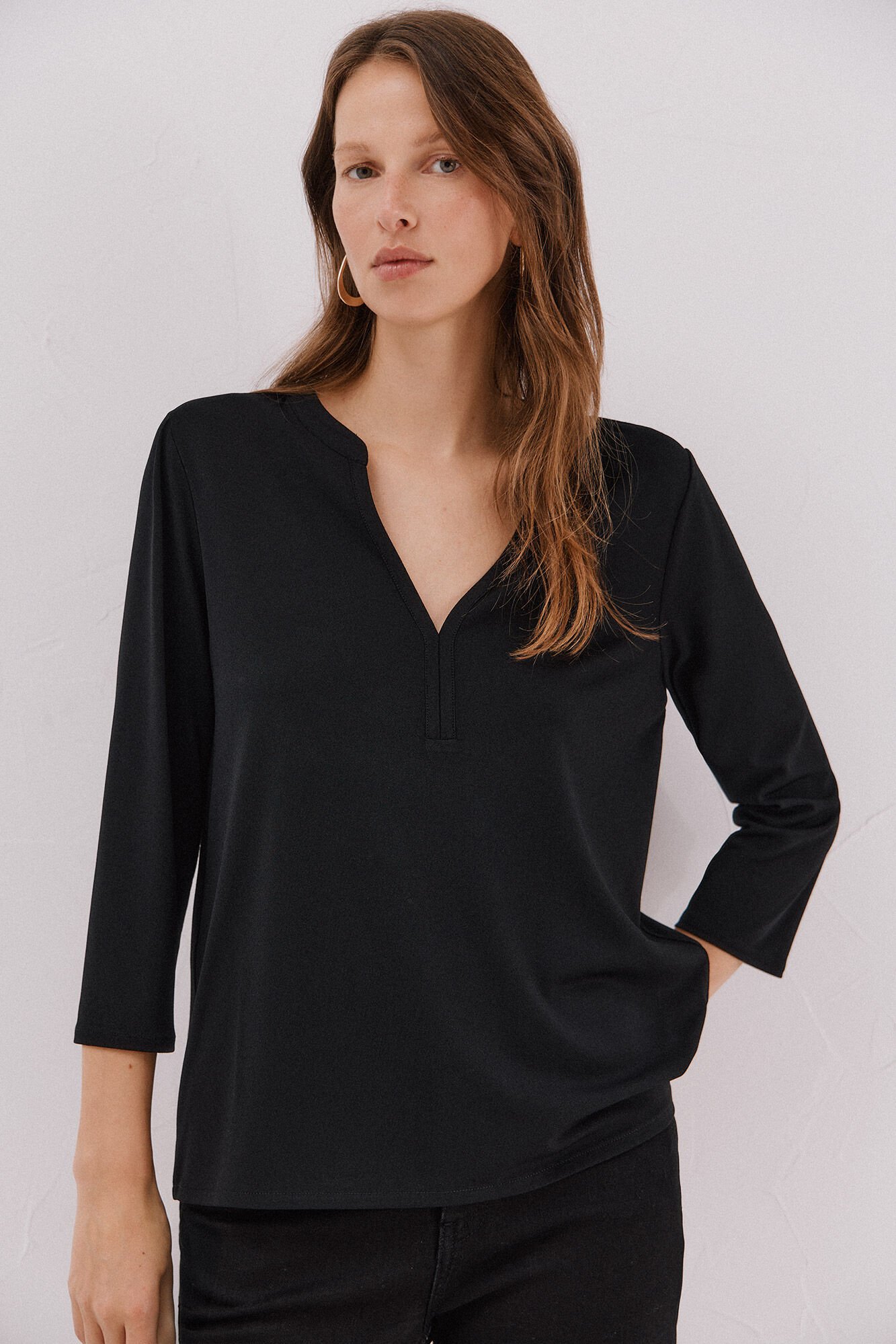 Cortefiel Basic top with mandarin collar