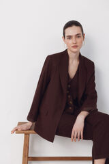 Cortefiel Blazer fabric with linen Dark brown