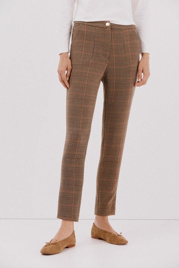 Cortefiel Comfort stretch pants Printed brown