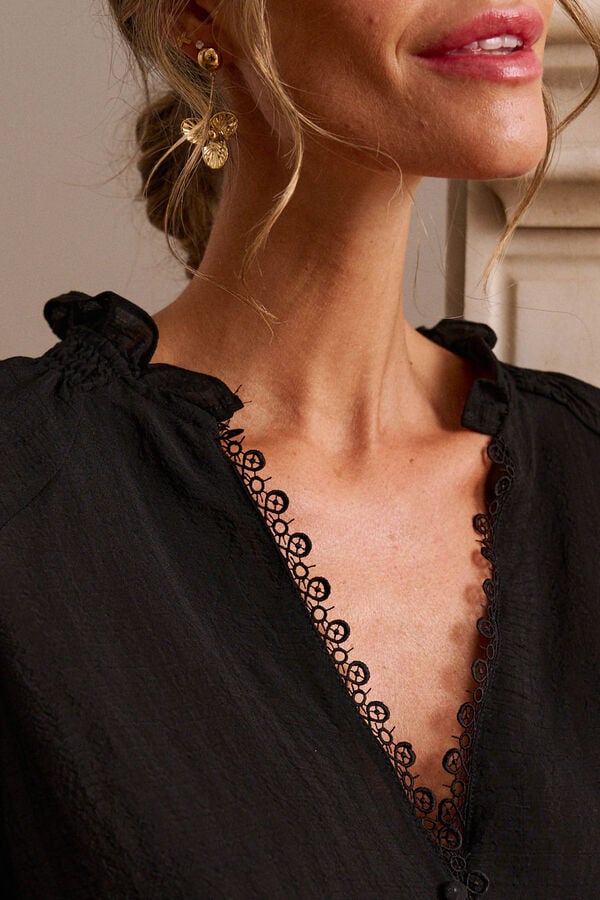Polín Et Moi Detalhes da camisa Elisa Preto