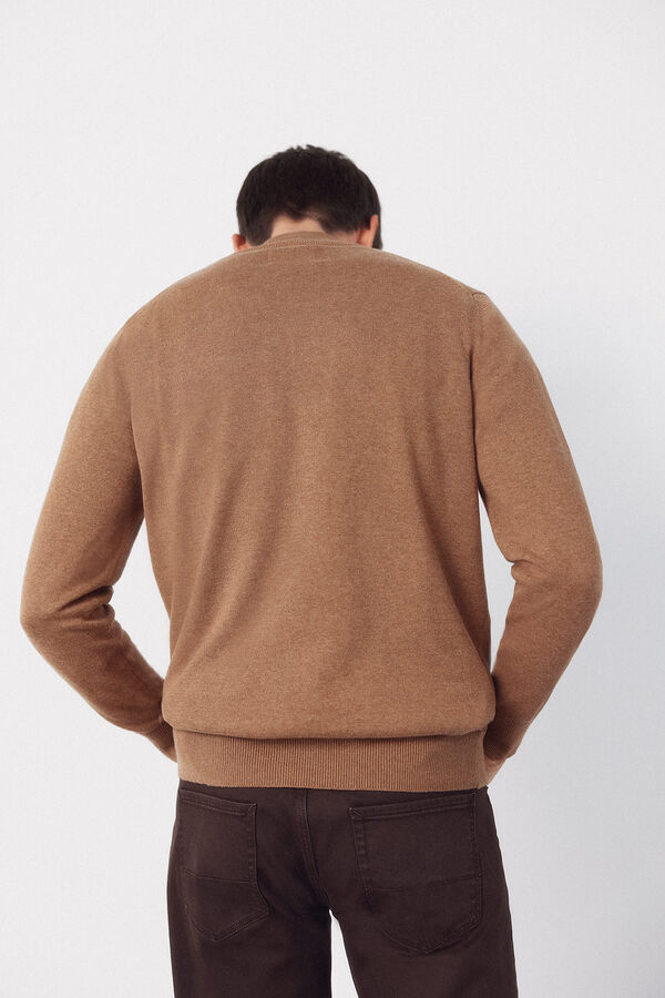 Cortefiel Cotton high neck sweater  Camel