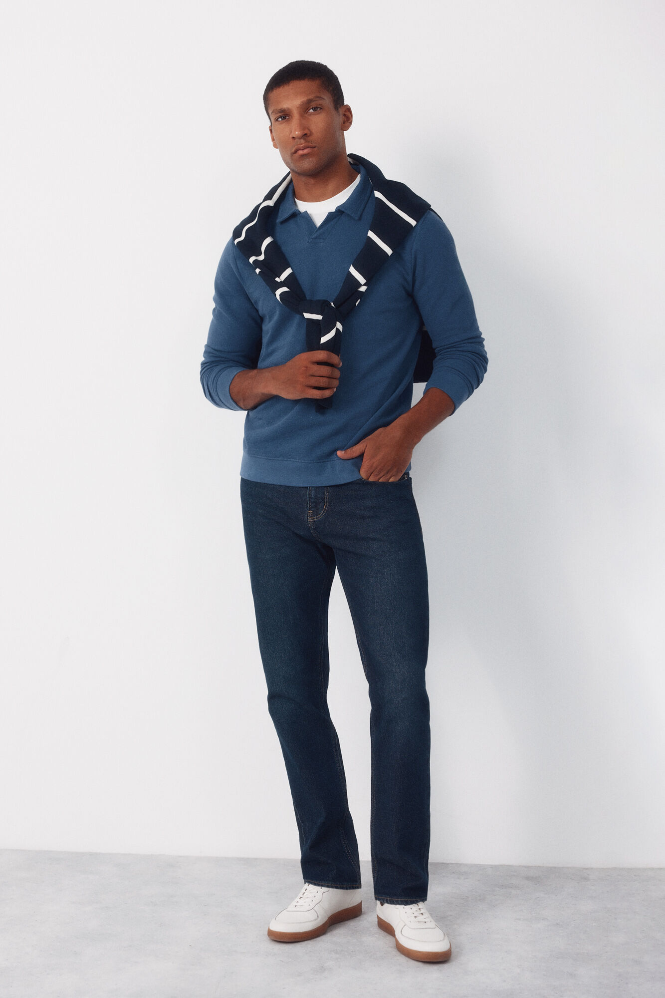 Cortefiel Long sleeve link structure polo shirt