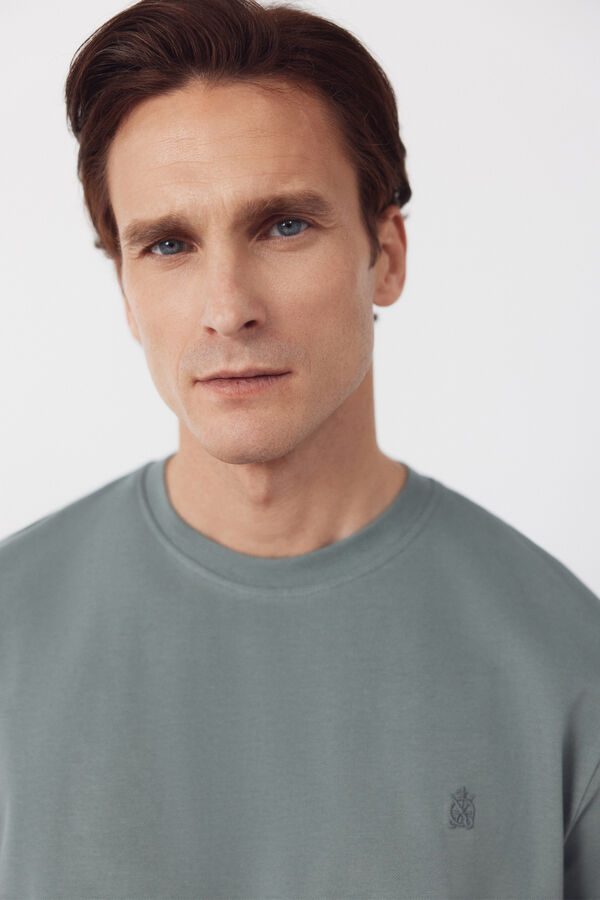 Cortefiel Piqu&eacute; basic T-shirt Kaki