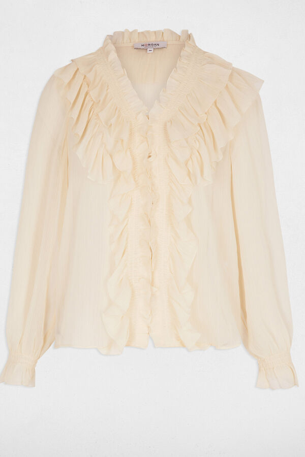 Morgan Camisa fluida com gola em V Ecru