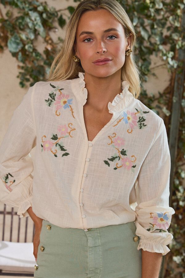 Pol&iacute;n Et Moi Camisa bordados Julieta Ecru
