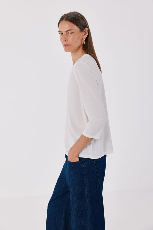 Cortefiel Henley T-shirt White