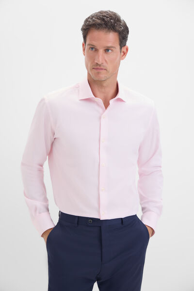 Cortefiel Plain easy-iron pinpoint dress shirt Pink