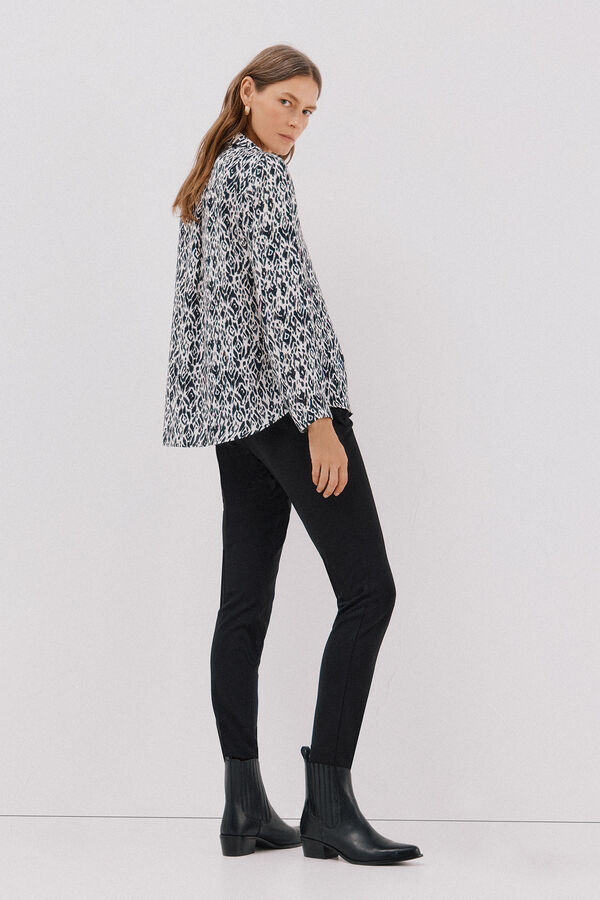 Cortefiel Pleated shirt Printed white