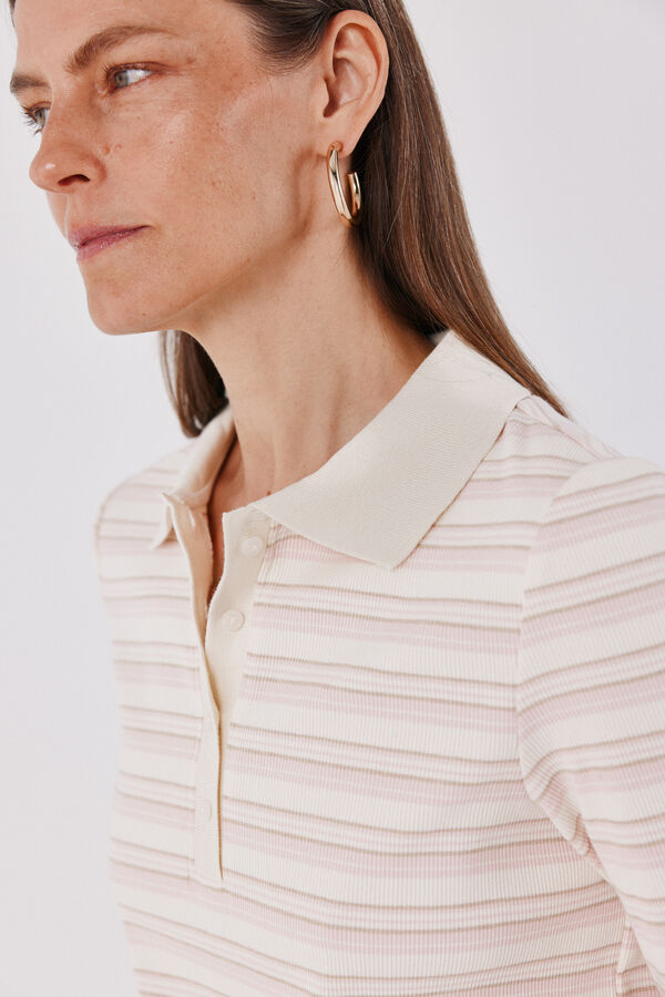 Cortefiel Striped polo shirt Beige