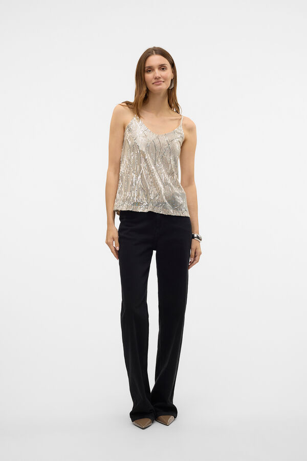 Vero Moda Top lentejuelas Gris